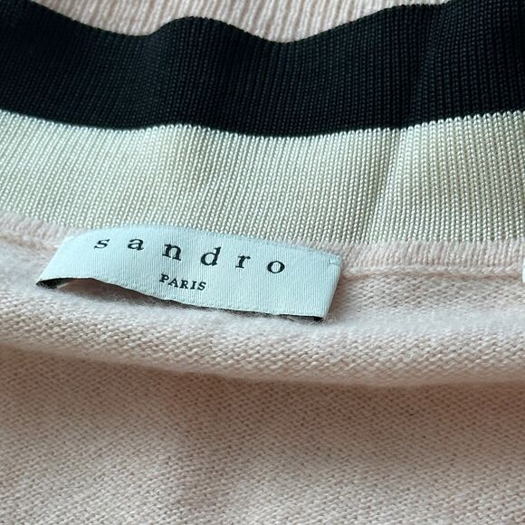 Sandro Clotilde Varsity wool cashmere blend Cardigan preppy sweater size M - Picture 4 of 14